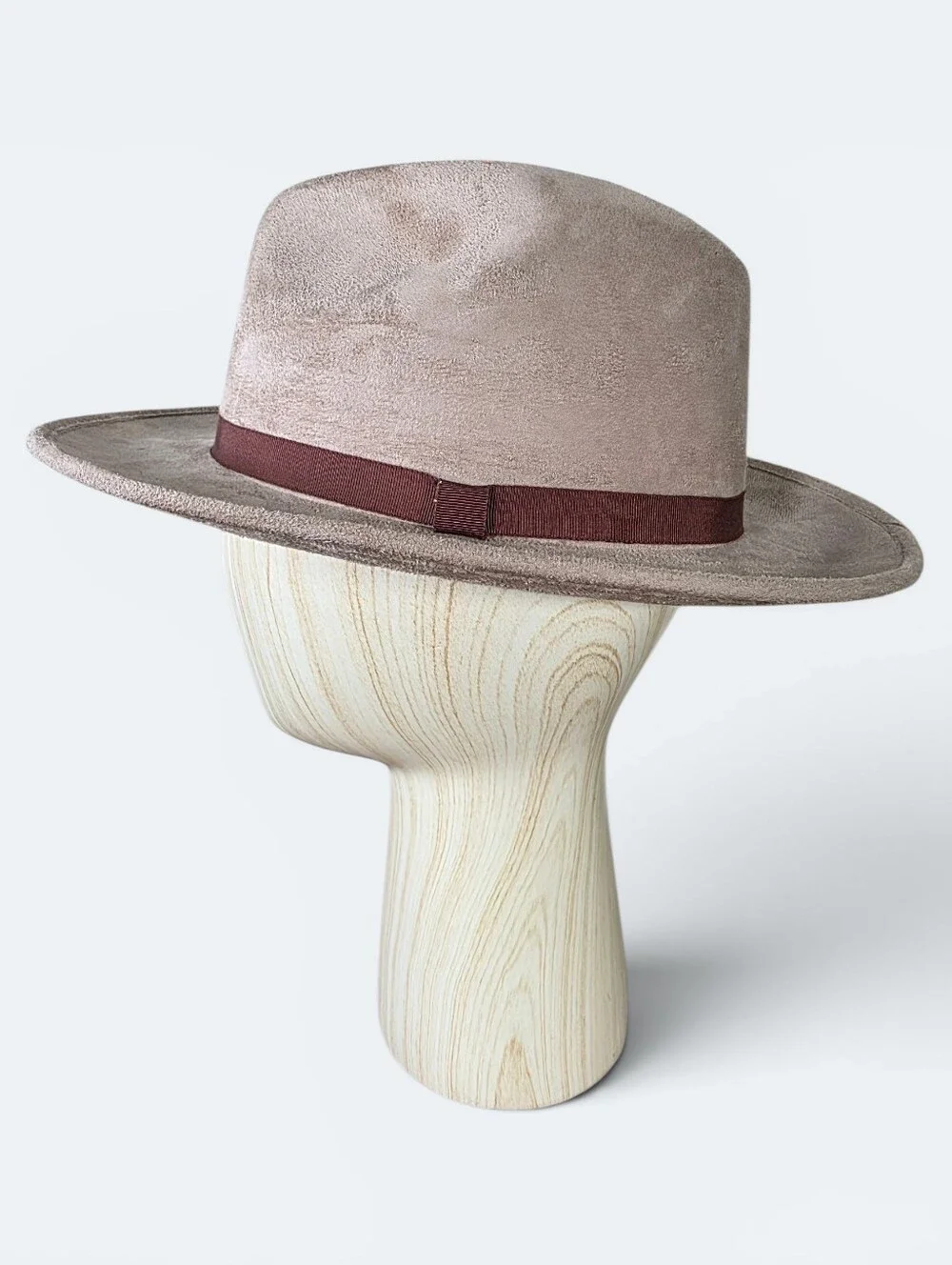 NWT Journey Wide Brim Fedora Hat Tan Cream felt Ribbon Accent Size M